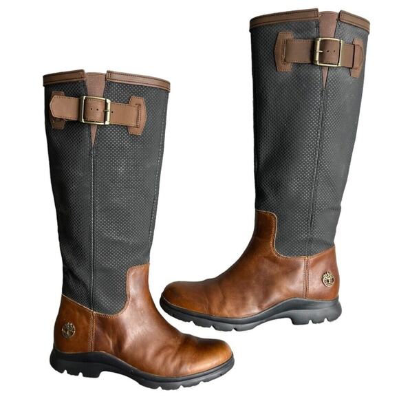 Timberland WOMEN'S TURAIN TALL WATERPROOF BOOTS Brown Size 6 - Picture 2 of 11